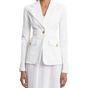 ALC Amelia II Blazer Denim Jacket White Gold Buttons